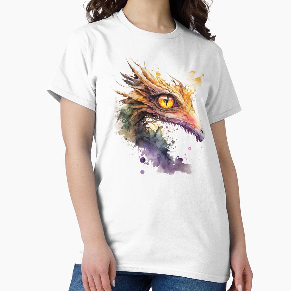 Watercolor Yellow Dragon, Dragon Portrait by MoonFoxDesign