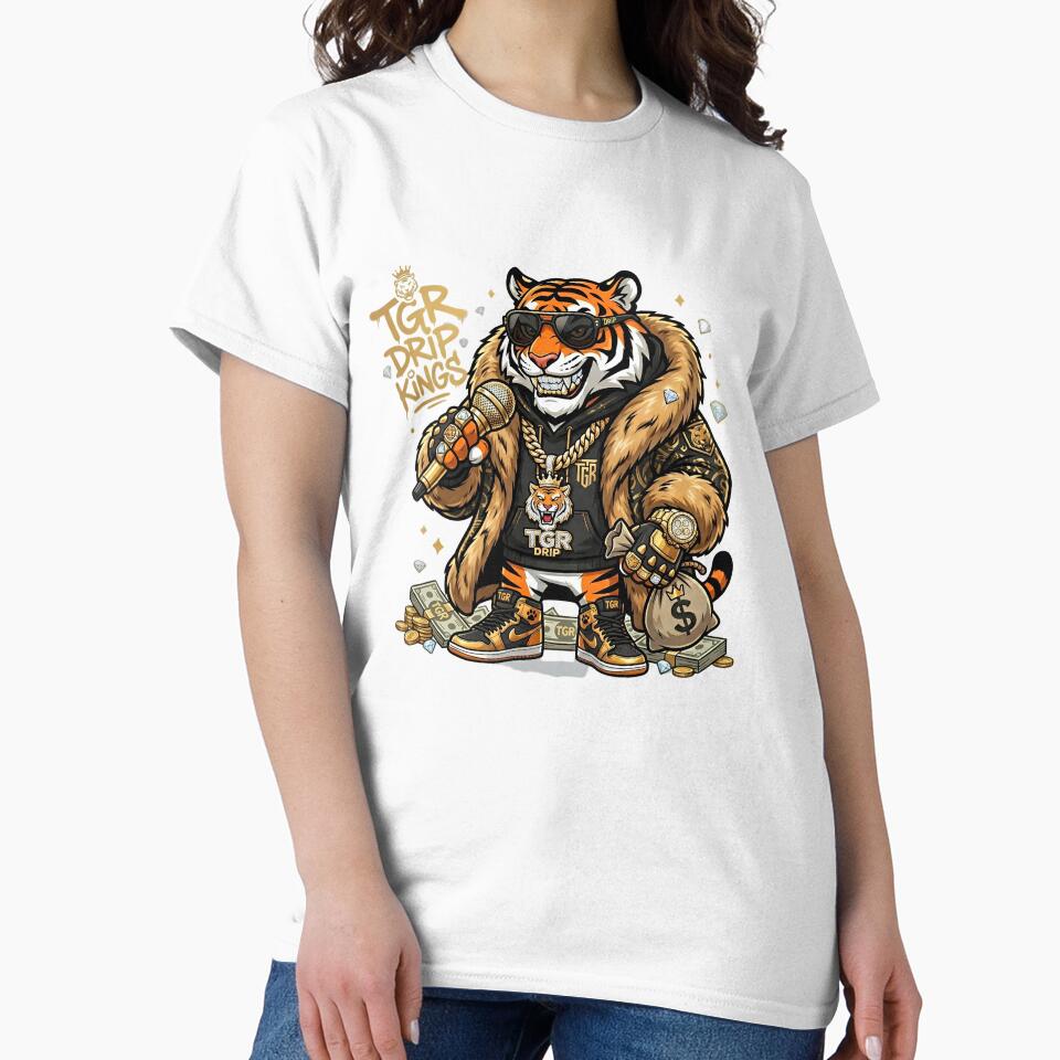 Swag Tiger Luxury Hip Hop Streetwear Drip Funny T-Shirt Art by Presshue