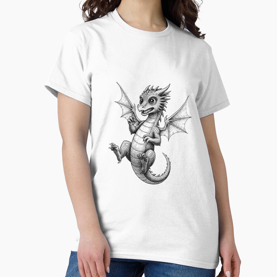 Cute Flying Baby Dragon Fantasy Illustration by DragonSerpent Ink