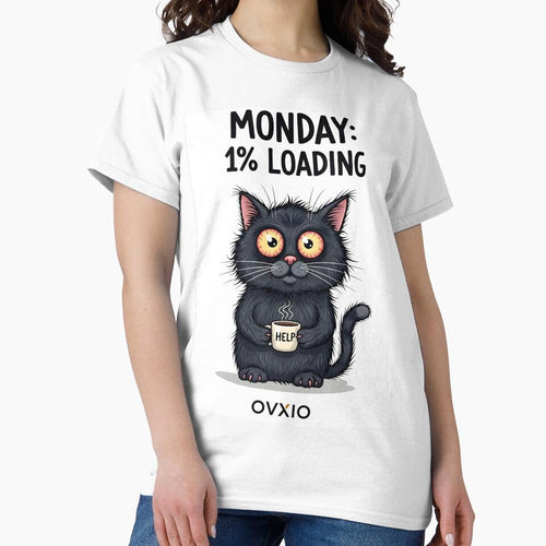 "Monday 1% Loading - Funny Coffee Black Cat Mood" by OVXIO