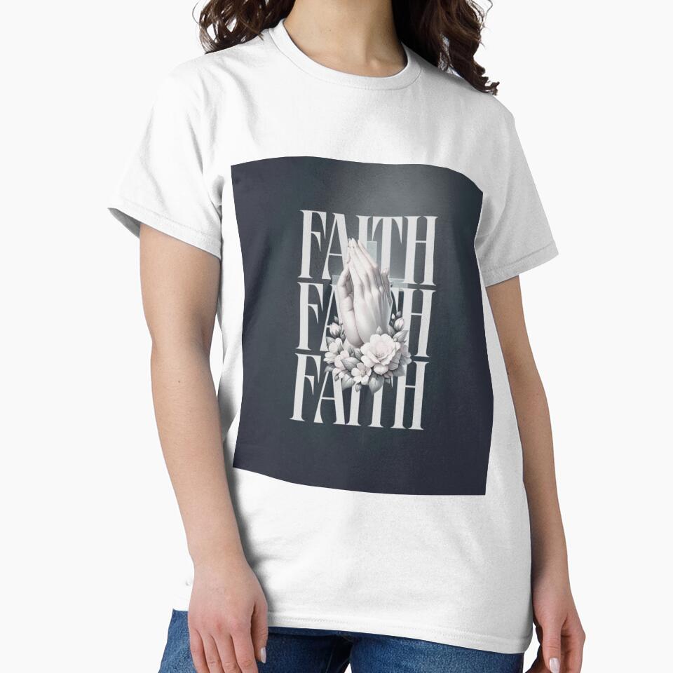 Christian Minimalist T-Shirt – Faith Faith Faith – Modern Christian Design by xaristudio
