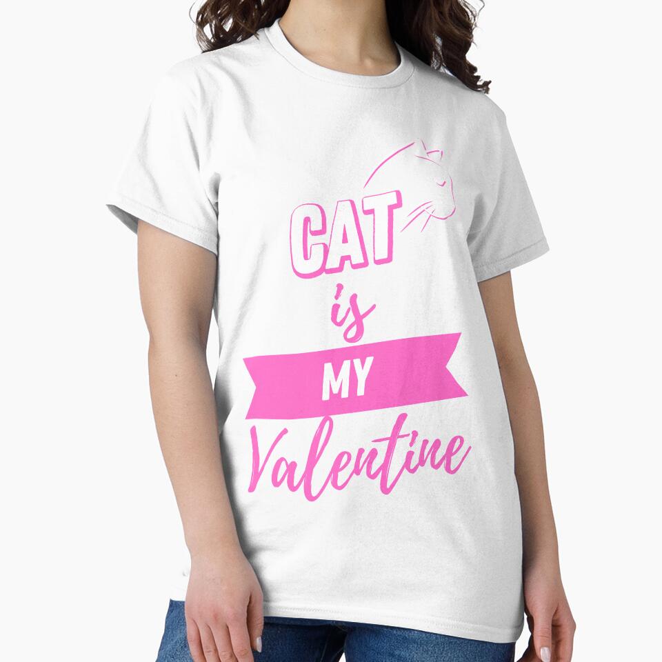 Valentines Day Couples Matching Valentine Fun | Cat Is My Valentine Pink And Black by Rainbows Rock
