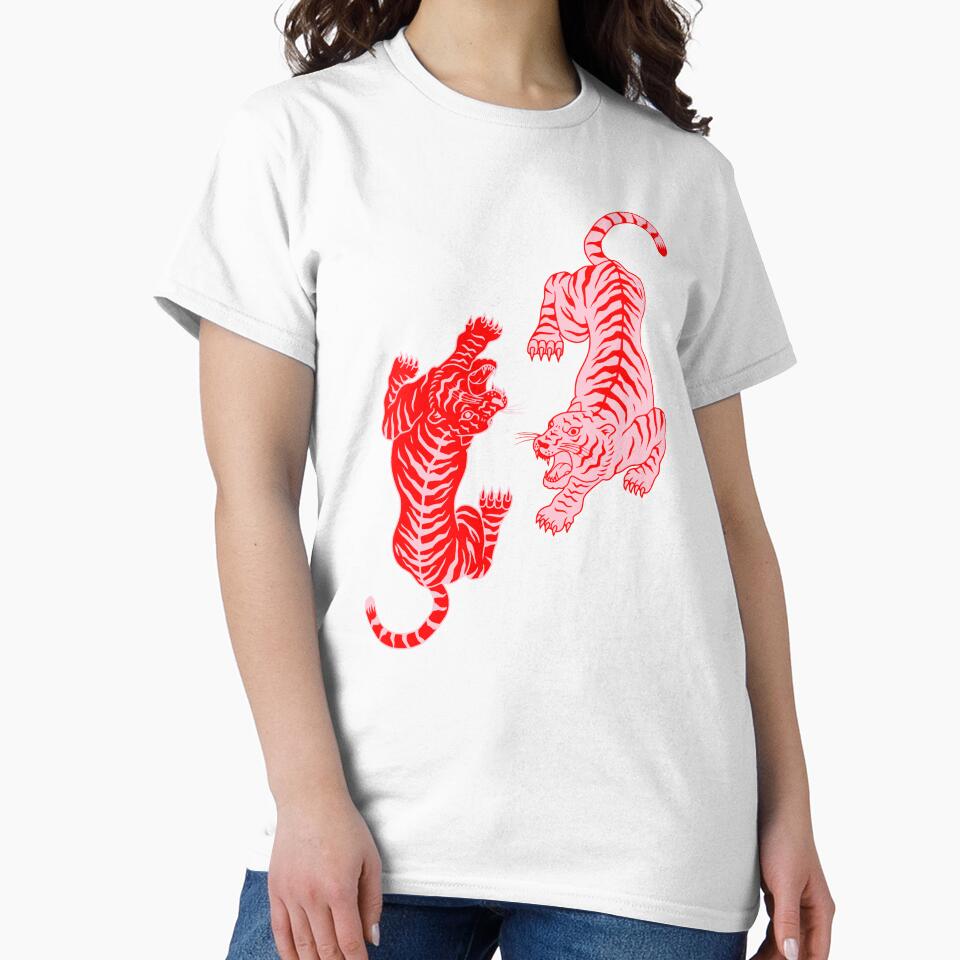 Pink and red tigers by marni graphics