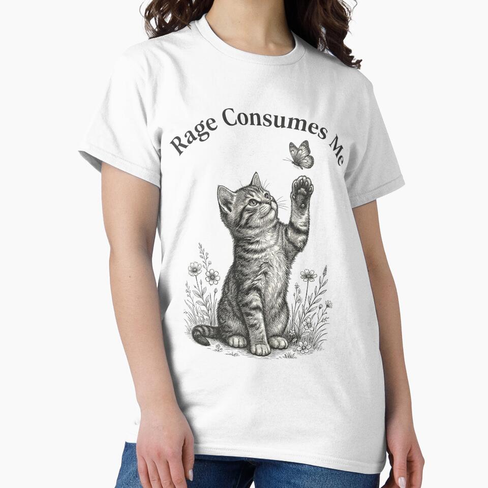 Rage Consumes Me Kitten Cat Lover Funny Sarcastic Pet Owner by Retro Rascals Co.