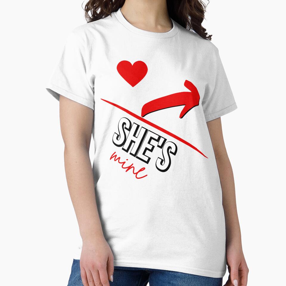 Valentines Day Couples Matching Valentine Fun |She's Mine With Arrow and  Red Heart Black by Rainbows Rock