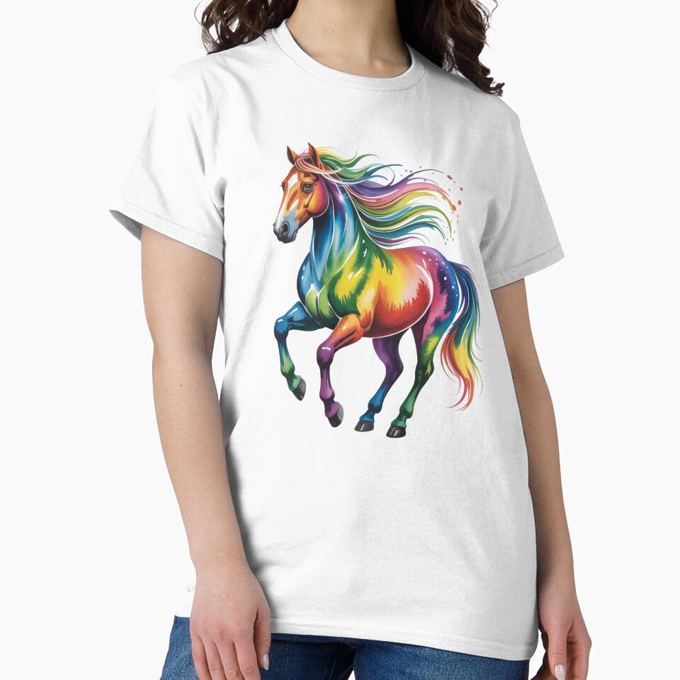 Majestic Colorful Horse – Vibrant Rainbow Art Illustration by RBToper