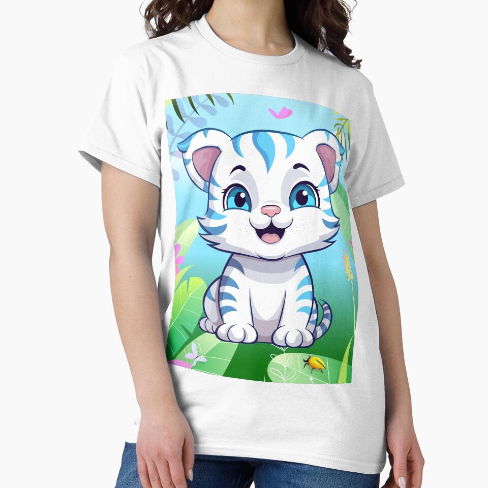 TIGER GRAPHIC BABY BLUE SIBERIAN TIGER DESIGN by OnlineTshirtMan