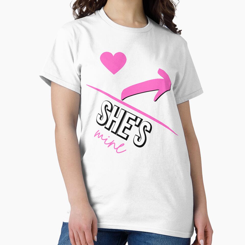 Valentines Day Couples Matching Valentine Fun |She's Mine With Arrow and  Pink Heart Black by Rainbows Rock
