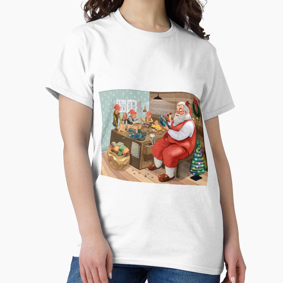 Hand drawn Santa Claus making Christmas presents by MUQA ARTS