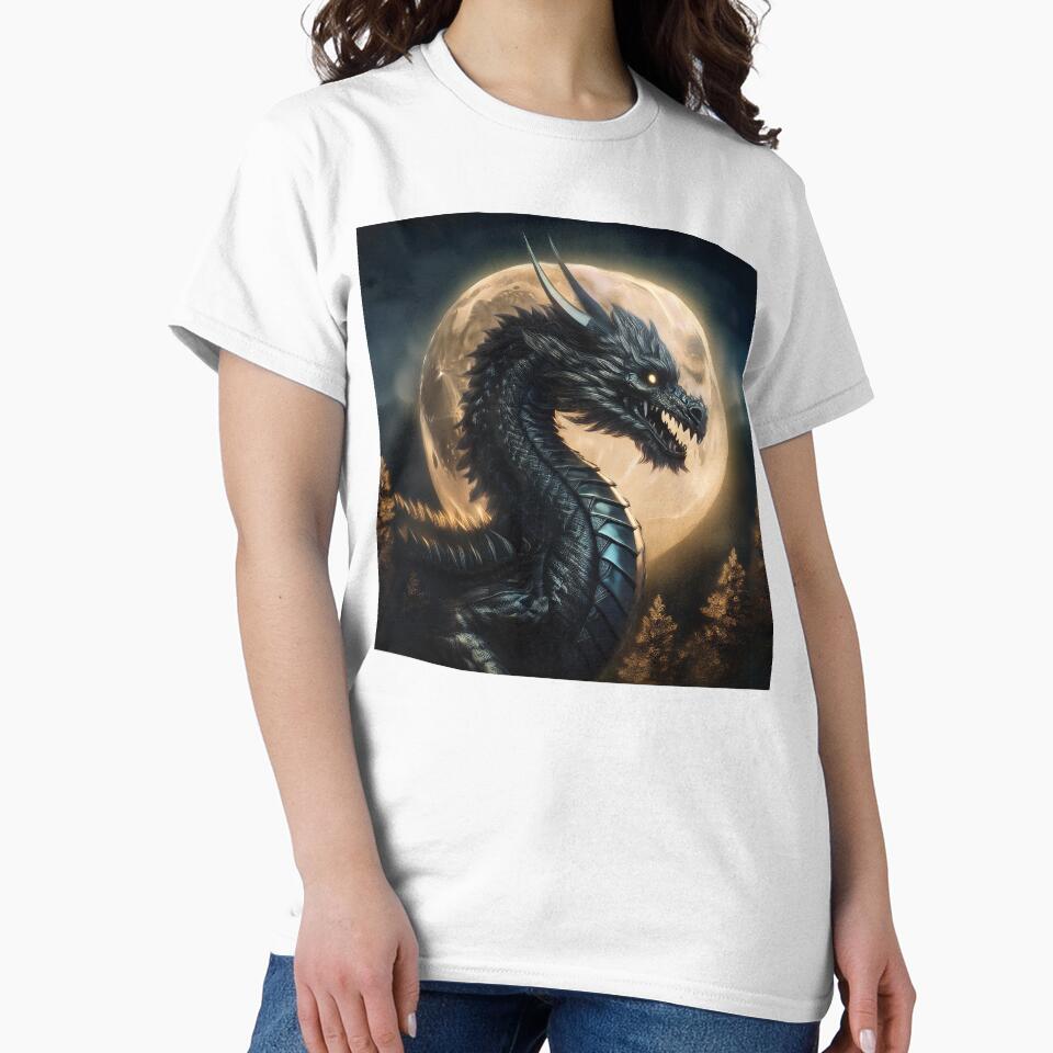 Strong black dragon in the moonlight by BAR DEC