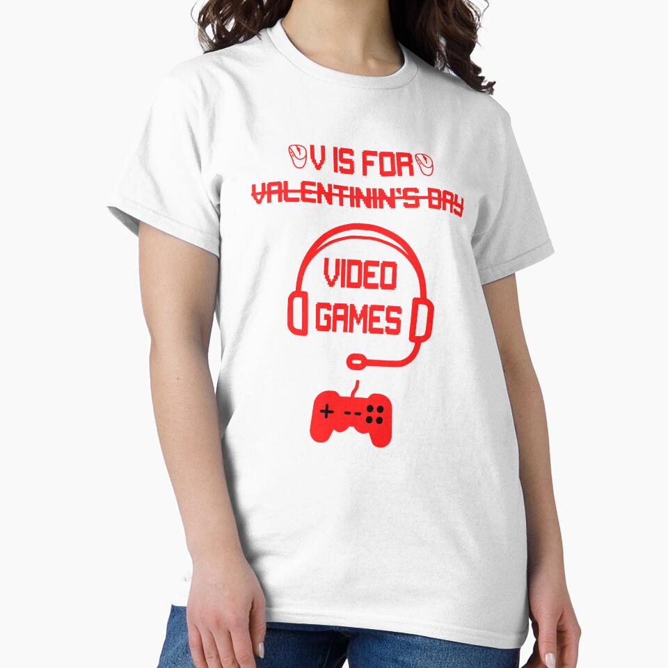 V is for Video Games Funny Valentines Day Gamer Boy Men by FlyShop1