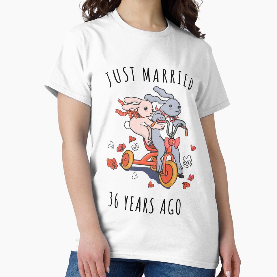 Just Married 36 Years Ago - 36th Anniversary Couple Bunnies Tee, Phone Cases And Other Gifts by MemWear