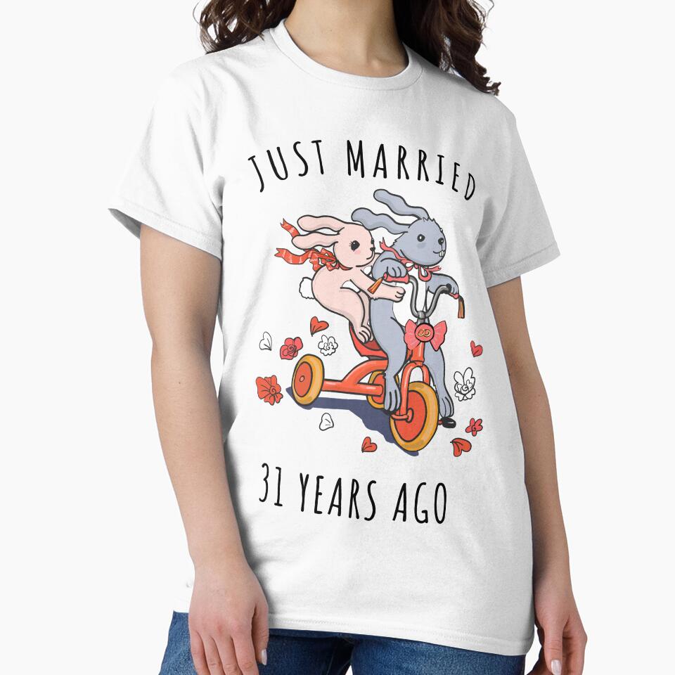 Just Married 31 Years Ago - 31st Anniversary Couple Bunnies Tee, Phone Cases And Other Gifts by MemWear