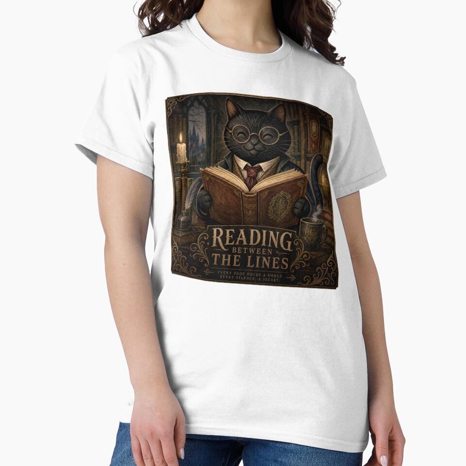 Reading Between the Lines – Dark Academia Cat by GraphicComet