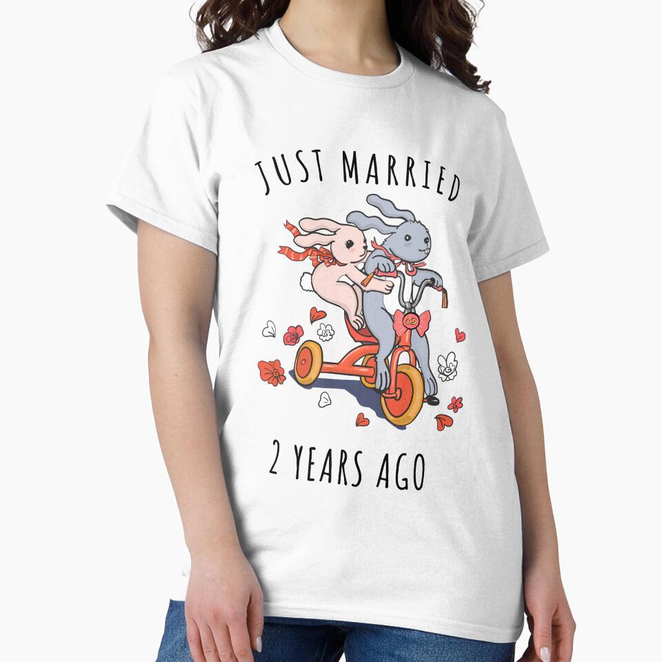 Just Married 2 Years Ago - 2nd Anniversary Couple Bunnies Tee, Phone Cases And Other Gifts by MemWear