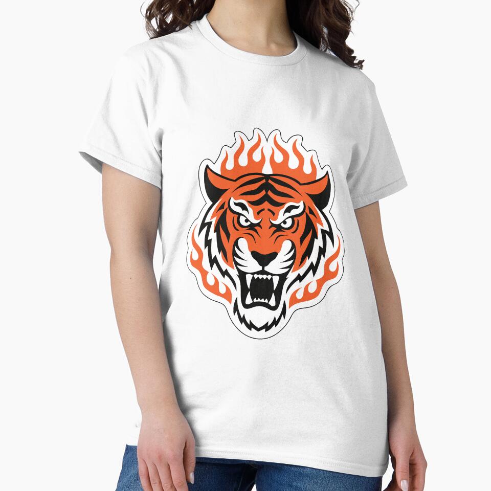 Flaming Tiger Head Sticker Design by Gang store