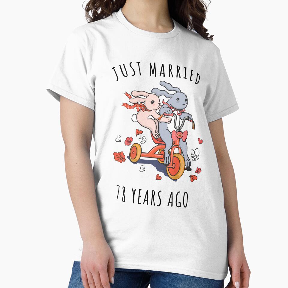 Just Married 78 Years Ago - 78th Anniversary Couple Bunnies Tee, Phone Cases And Other Gifts by MemWear