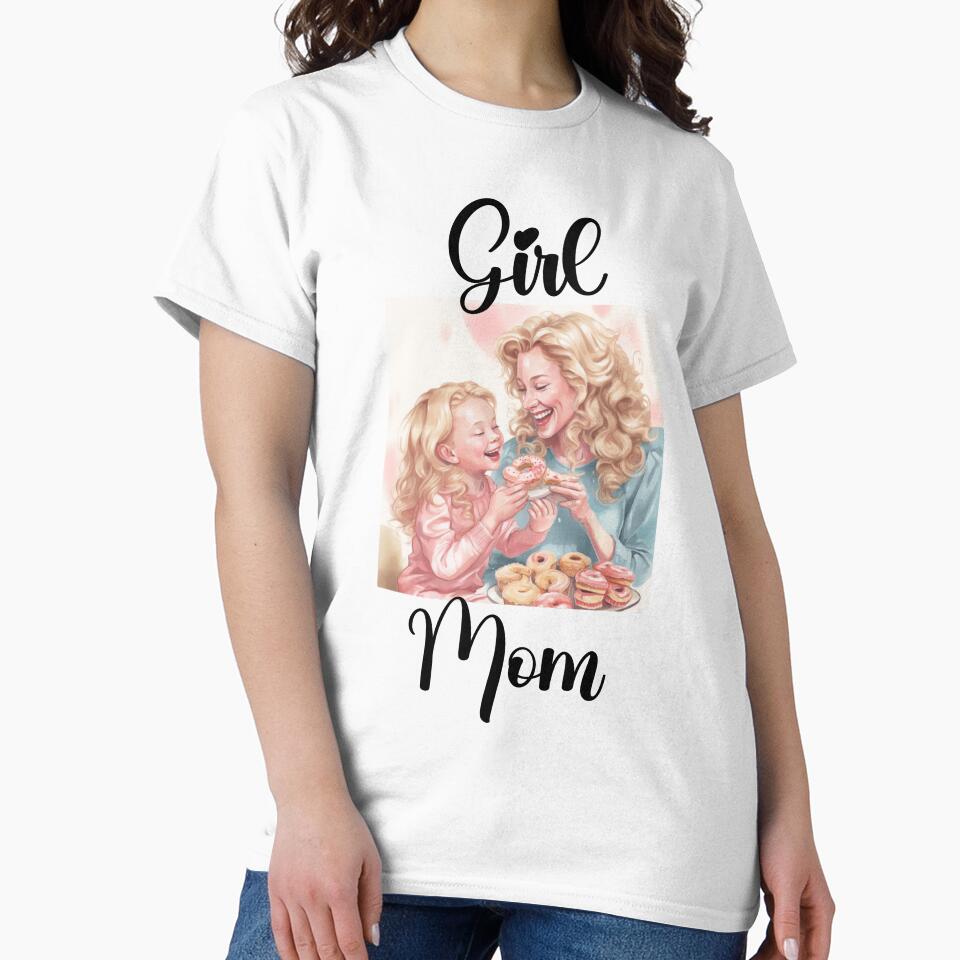 Cute Girl Mom Mother's Day T-Shirt/ Cute Girl Mom Sweatshirt/ Mothers Day Gifts/Girl Mom Apron/ Baby Shower T-Shirt Gift by KingdomKubs