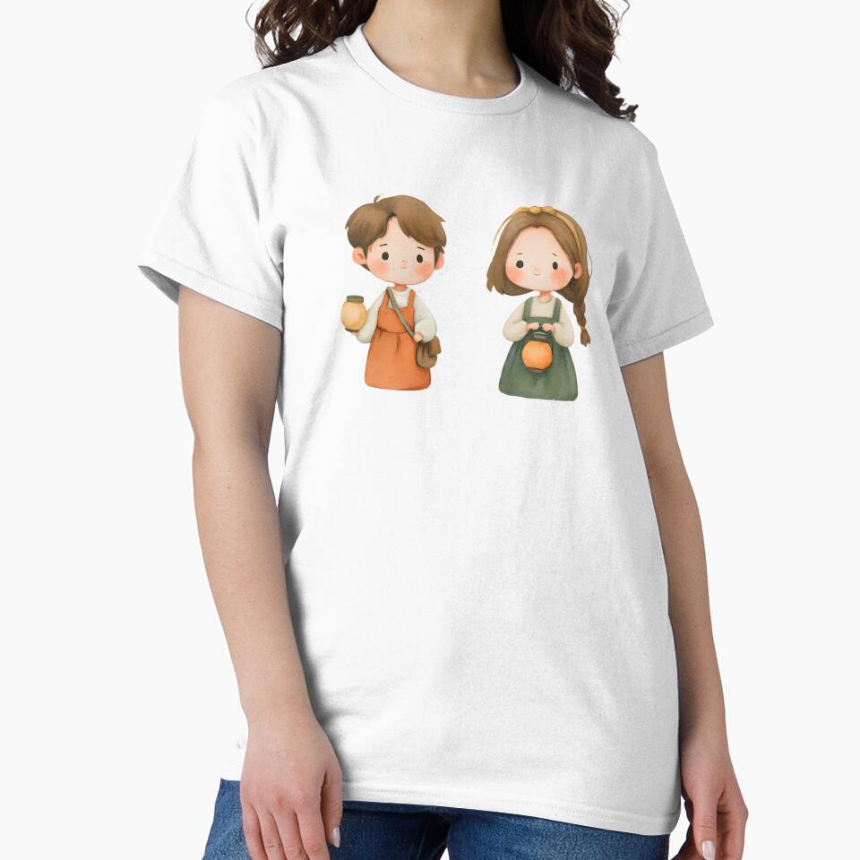 Cute Chibi Couple Holding Lanterns – Watercolor Kawaii Illustration for Stickers, Prints & Gifts by K@raksnalee