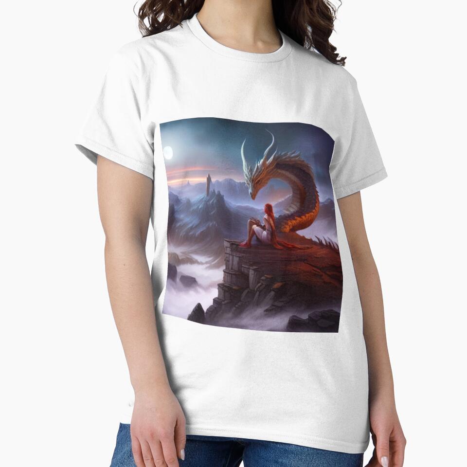 Dragon with girl on mountain by JackFreestone
