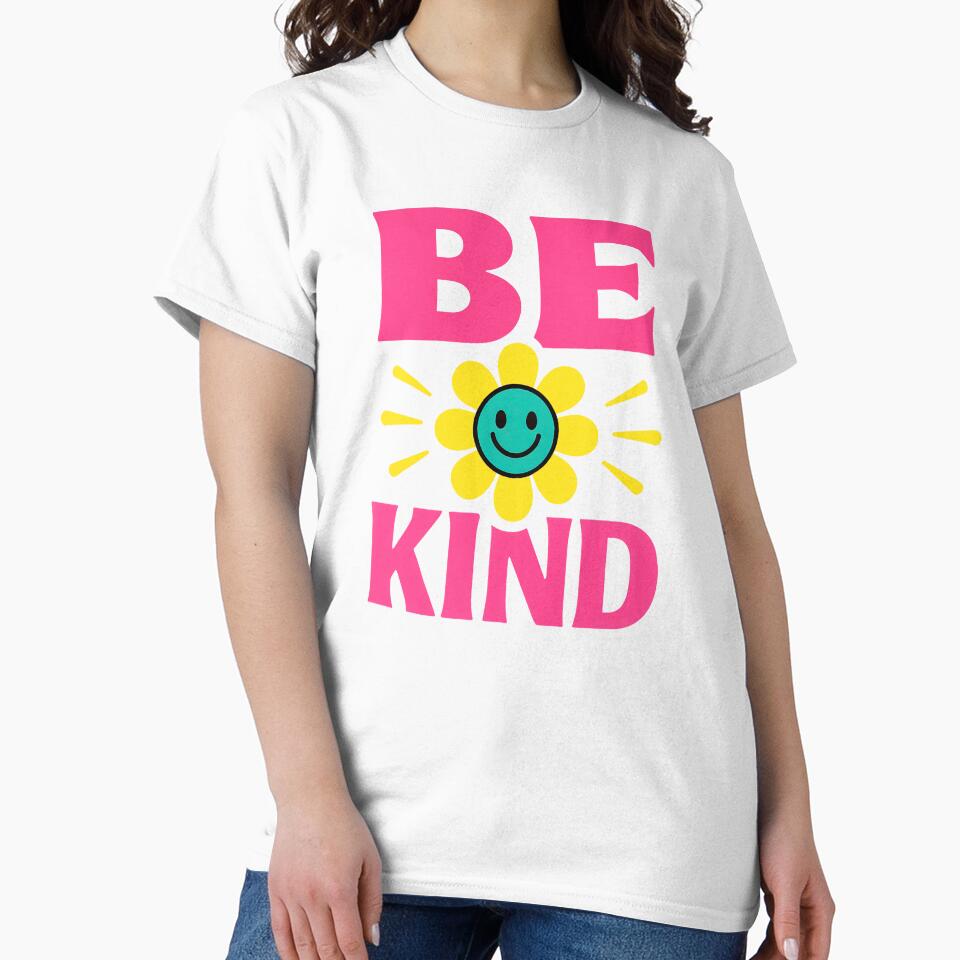 Be Kind Retro Flower – Positive Vibes Smiley Flower Design by Vibrantdream