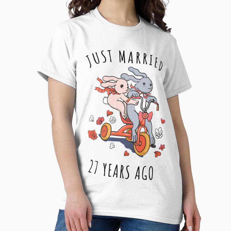 Just Married 27 Years Ago - 27th Anniversary Couple Bunnies Tee, Phone Cases And Other Gifts by MemWear
