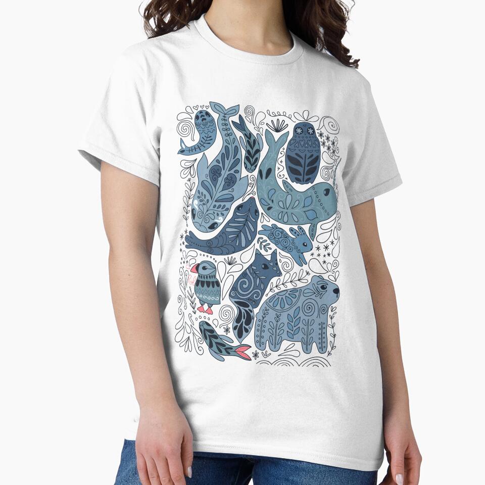 Arctic animals. Narwhal, polar bear, whale, puffin, owl, fox, bunny, seal. by kostolom3000
