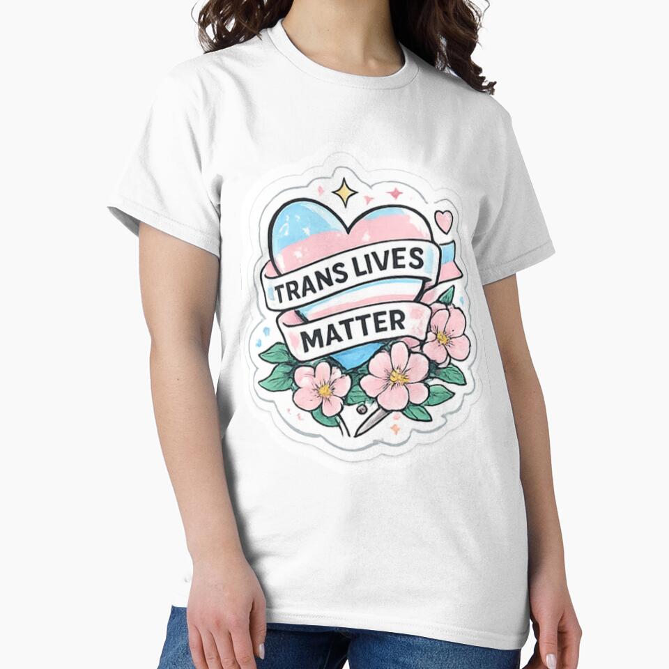 Trans Lives Matter Floral Heart by Bloomelle Studio