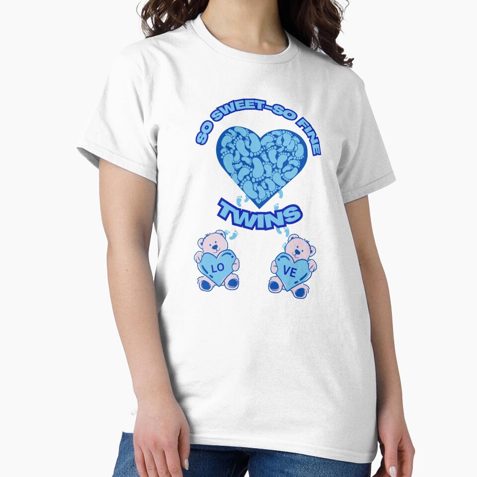 Baby twin boys love blue and with cute teddy bears and tiny footprints by DeeDeeDelights