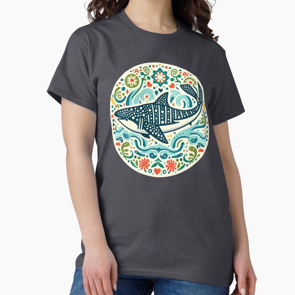 Whale Shark with Ocean Flora – Hope for Wildlife Scandinavian Folk Art by heidiannemorris © by FOLK ART FUSION by heidiannemorris