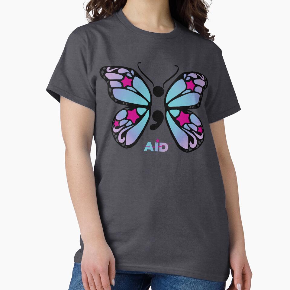 Semicolon Butterfly (Black) by AIDcares