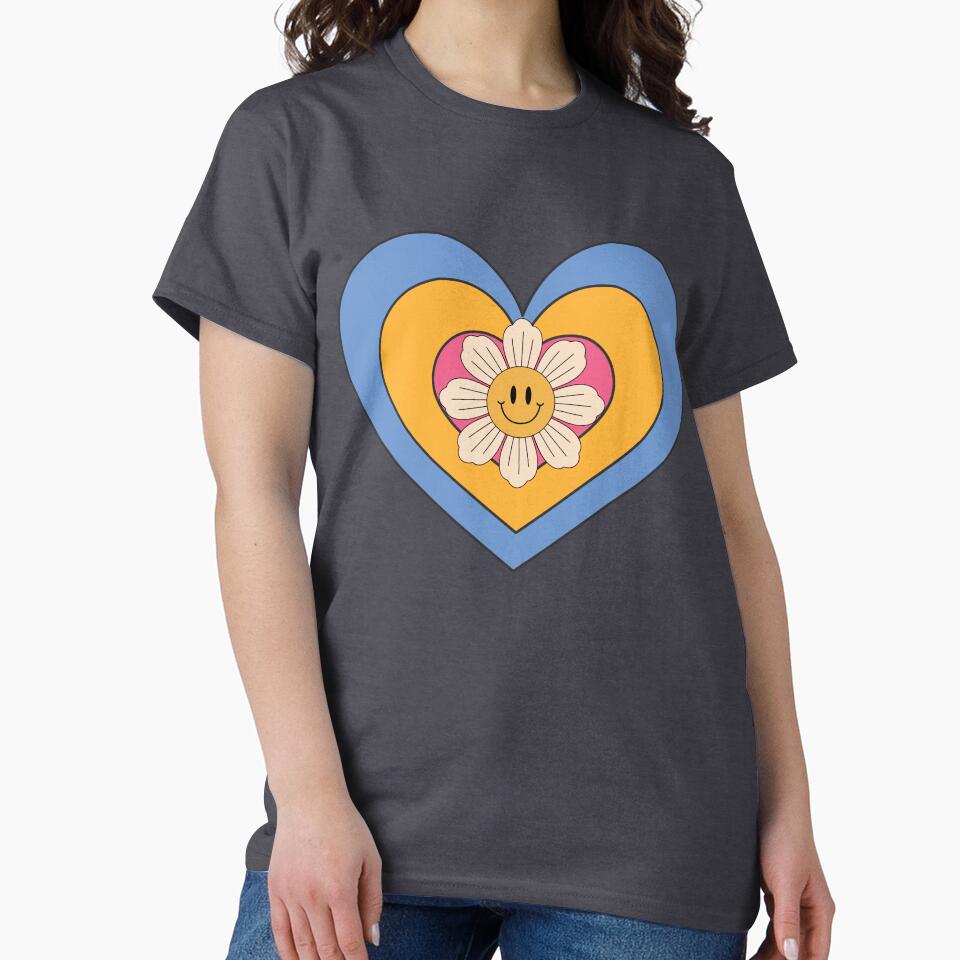 Retro Layered Heart Happy Flower Art by lovelynong