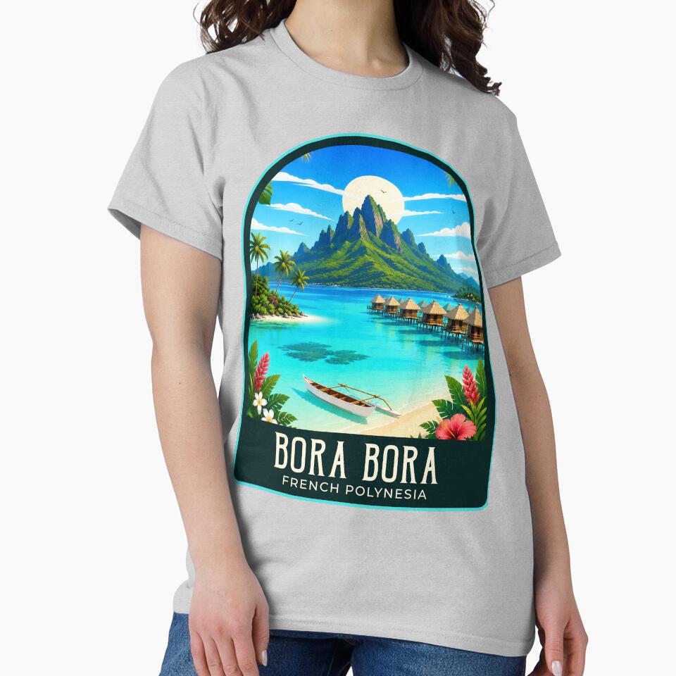 Bora Bora Vintage Travel Illustration by HomeLivingCo