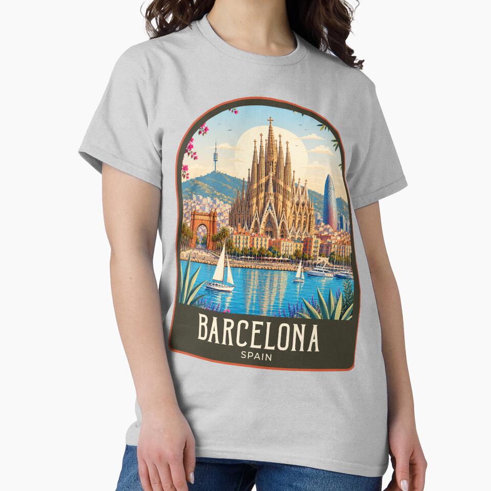 Barcelona Vintage Travel Illustration by HomeLivingCo