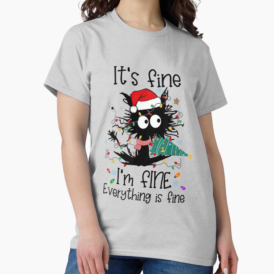 Black Cat christmas It's Fine I'm Fine Everything Is Fine by DesignByMai