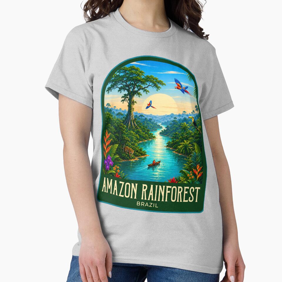 Amazon Rainforest Vintage Travel Illustration by HomeLivingCo