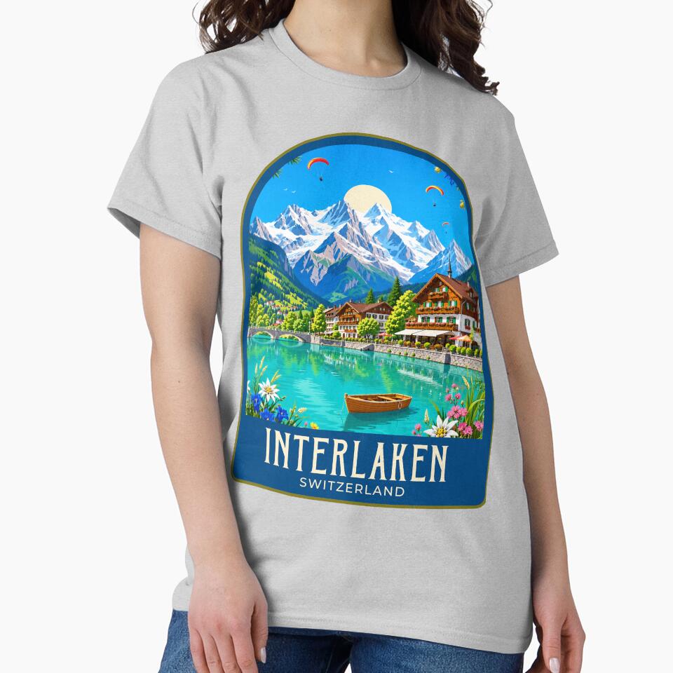Interlaken Vintage Travel Illustration by HomeLivingCo