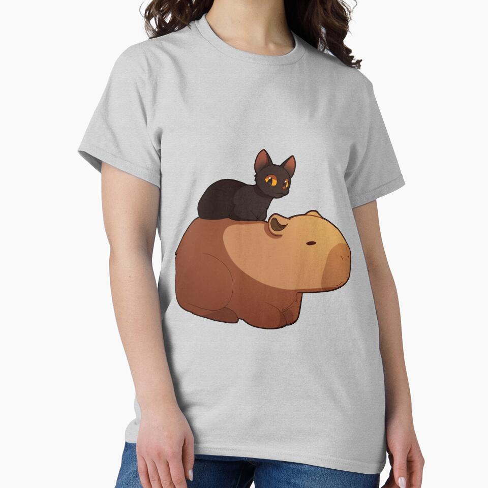 Flow sticker and t-shirt, cat and capybara by KanartMerch