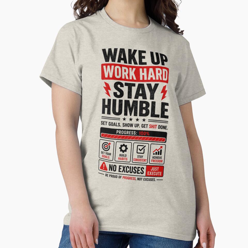 Wake up Work hard Stay humble - Discipline Motivation Design by DomKo10