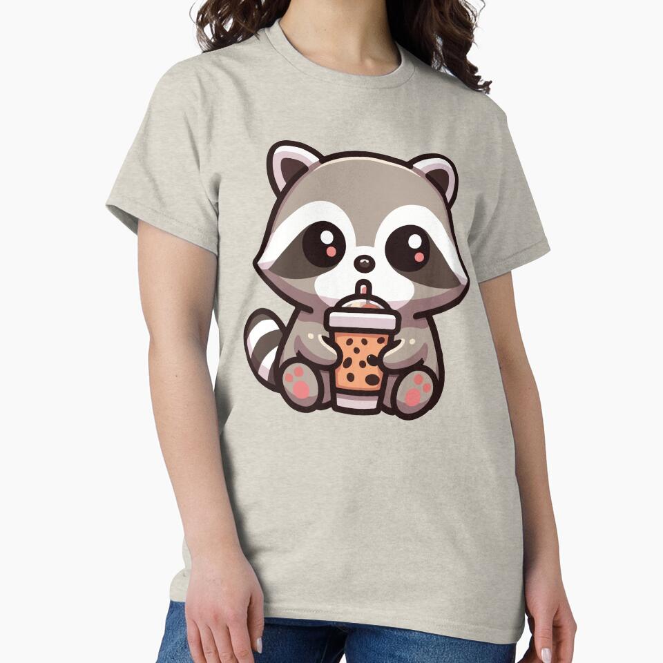Cute Kawaii Raccoon Drinking Boba by wtfbba