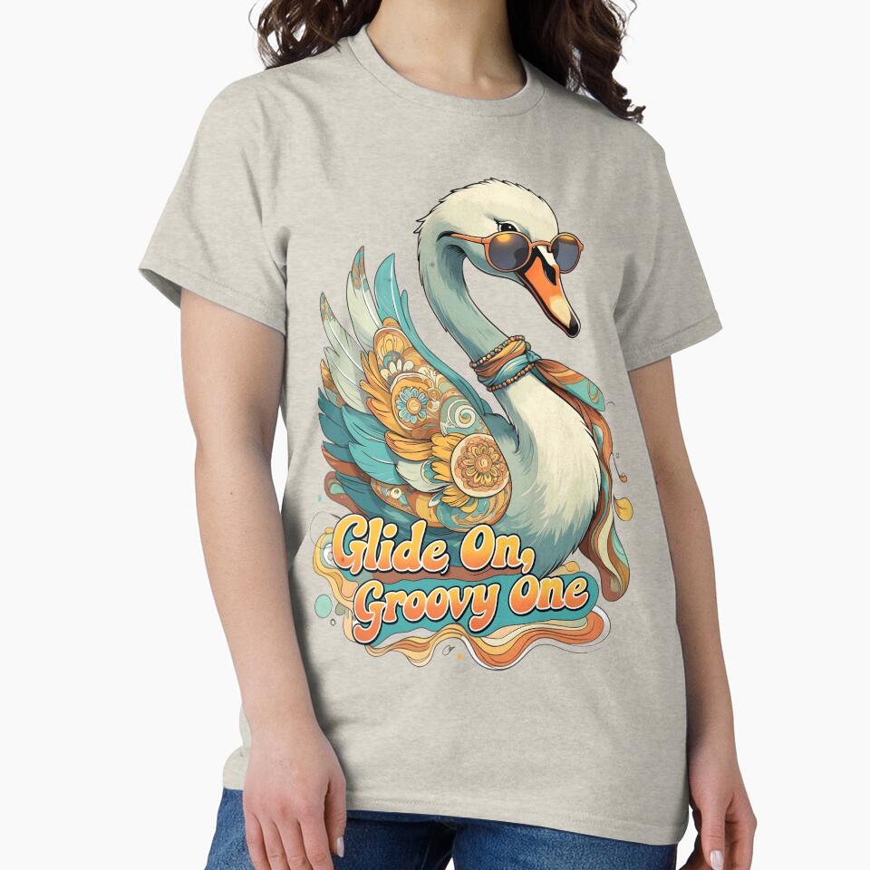 Glide On, Groovy One - Boho 70s Swan Art | LaLi Designs by LaLi-Designs