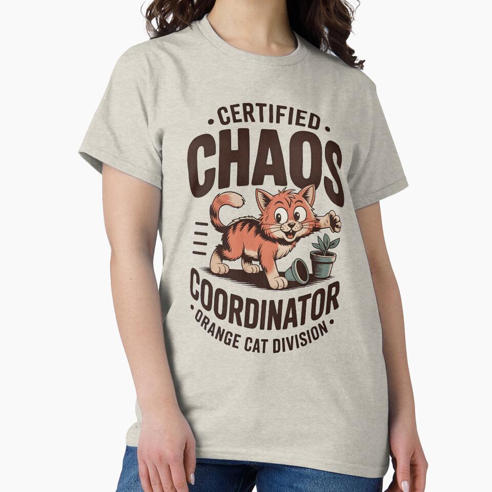 Certified Chaos Coordinator Orange Cat – Funny Ginger Cat Owner Gift by Wiviendesign