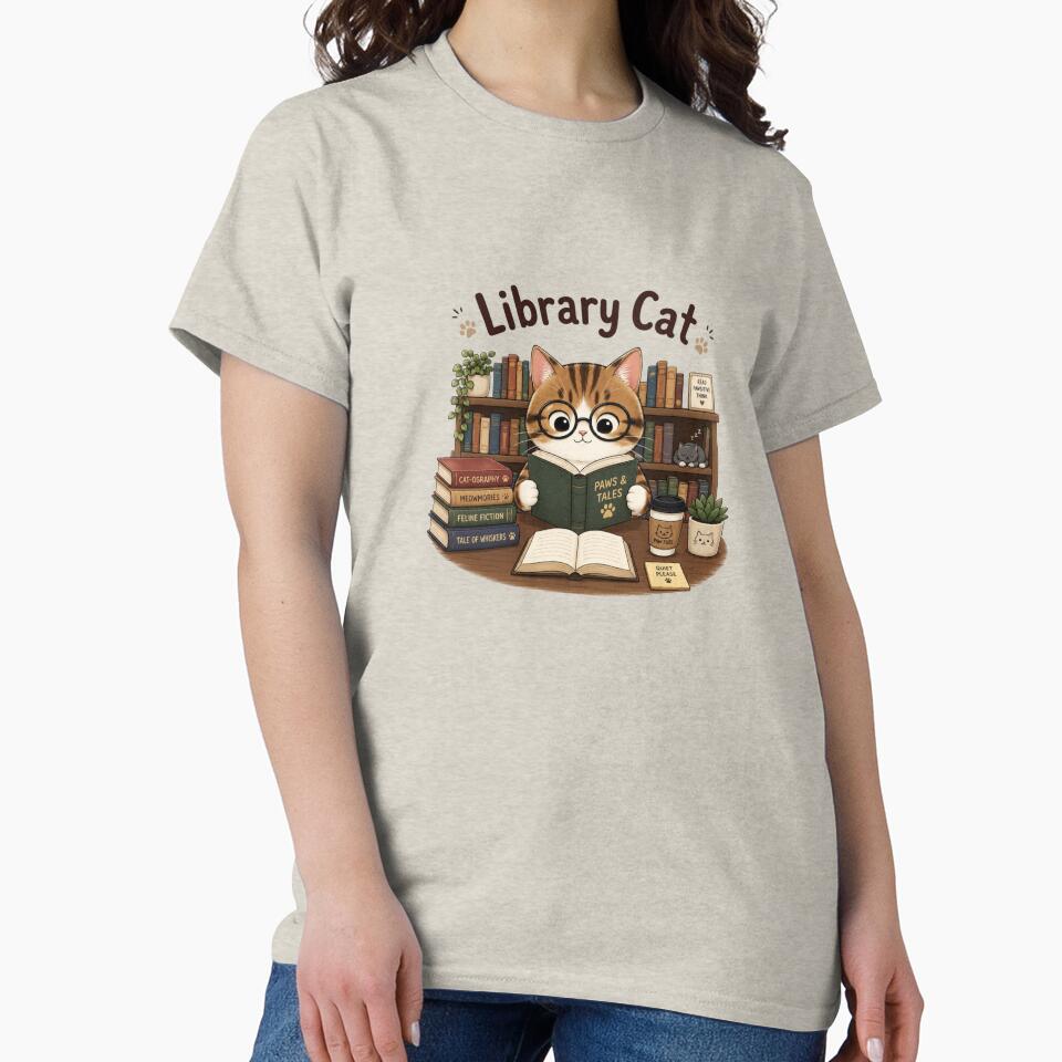 Library Cat Cute Reading Book Lover Cat Sticker | Cozy Bookworm Kitty | Kawaii Cat Library Design by Sanika arts