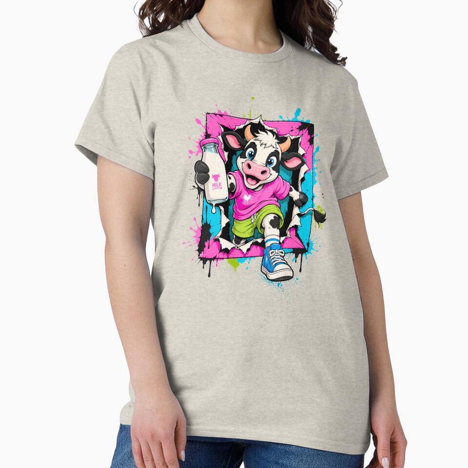 Moo Break – Retro Streetwear Cow T-Shirt by Aimetoi