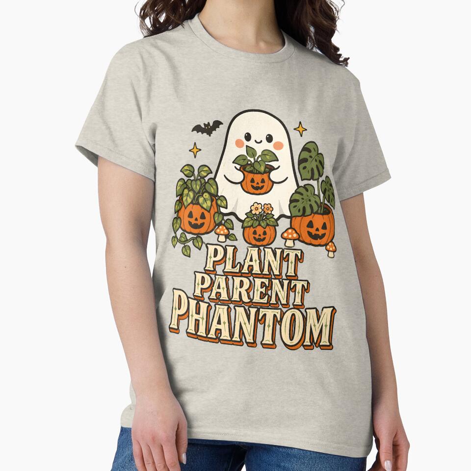 Plant Parent Phantom Cute Ghost Houseplants Pumpkin Planters Vintage Halloween Design by  MAD's Recreation Studio
