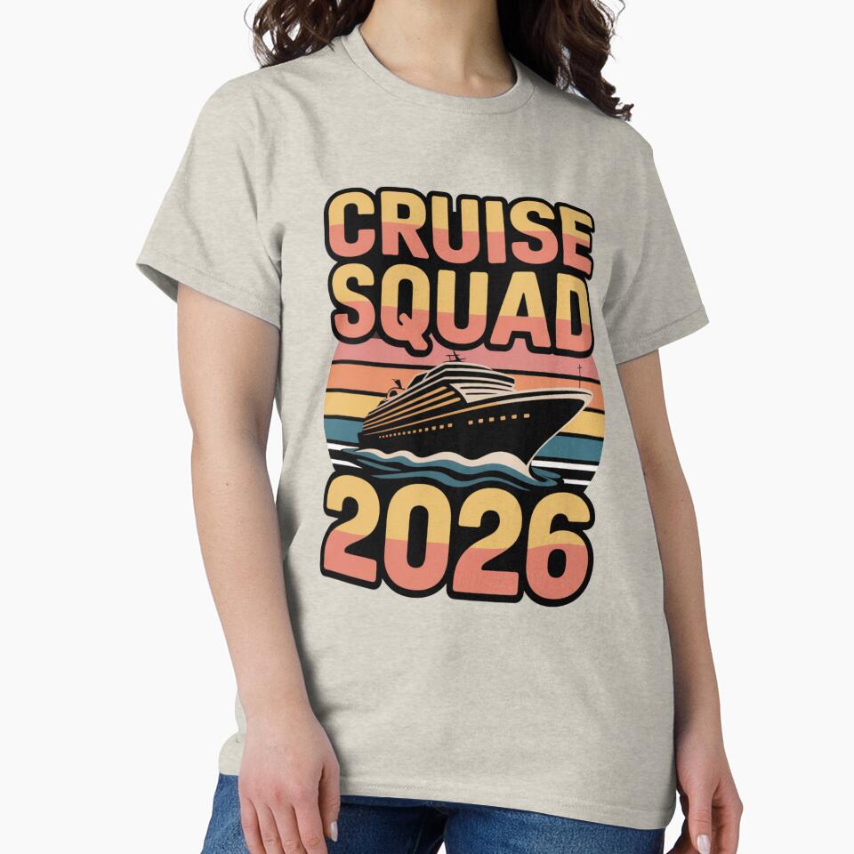 Cruise Squad 2026 Retro Sunset Cruise Ship Vacation T-Shirt by What a cute-Tee