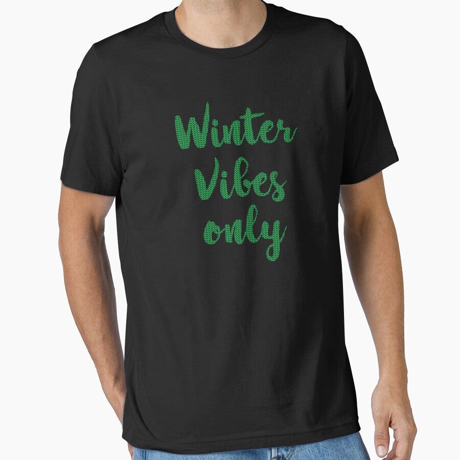 Winter Vibes Only - Christmas Sweater Green Text by Whimsical  Thinker