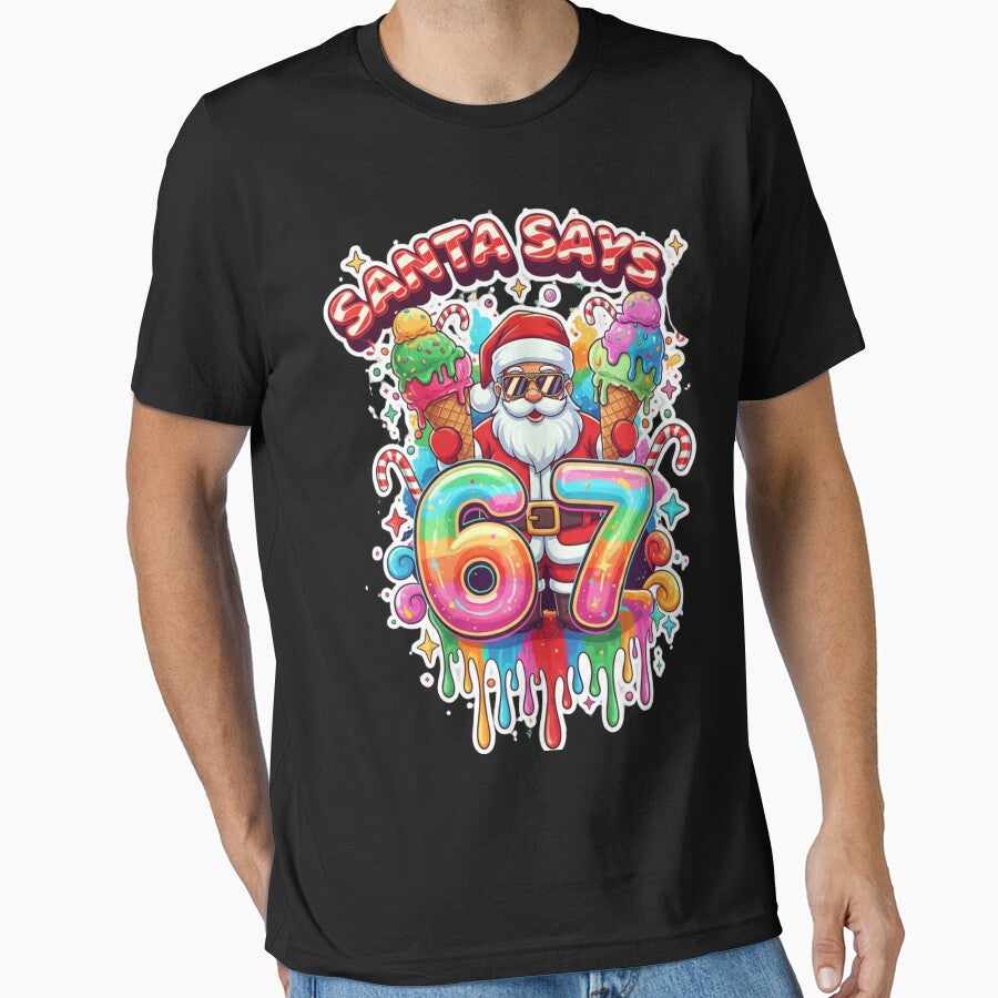 Santa Says 6 7 Ice Cream Drip Christmas Shirt - Trendy Holiday Sticker 2025 by GeniePixel