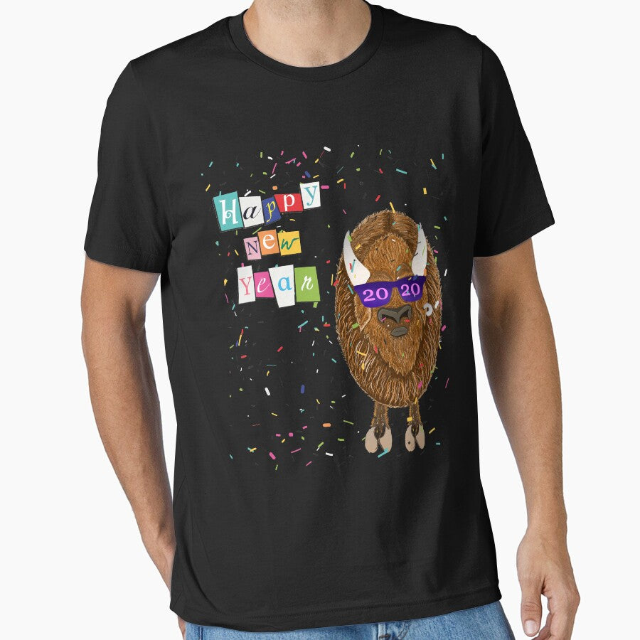 Happy New Year 2020 Bison Buffalo Design by Lighvision