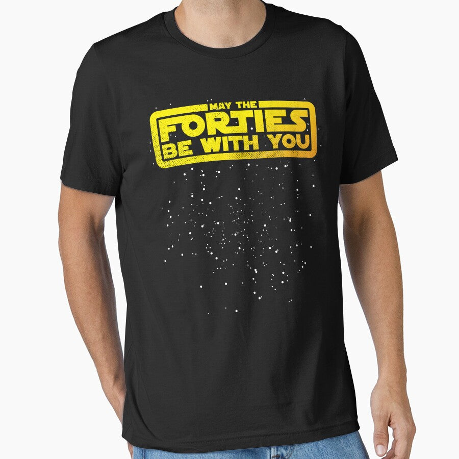 May The Forties Be With You Vintage 40th Birthday Distressed Star Illustration by kolbasound